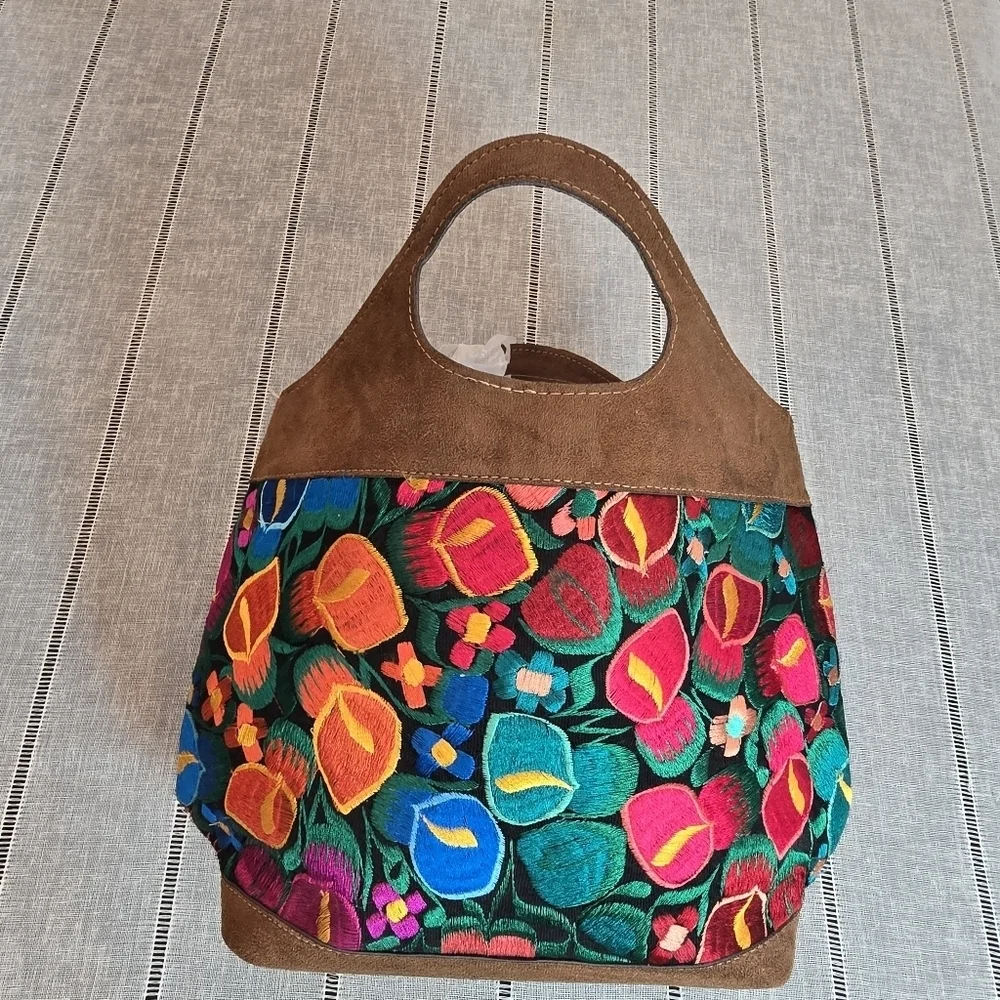 Mexican Embroidered Tote Bag Shoulder Bag Handmade